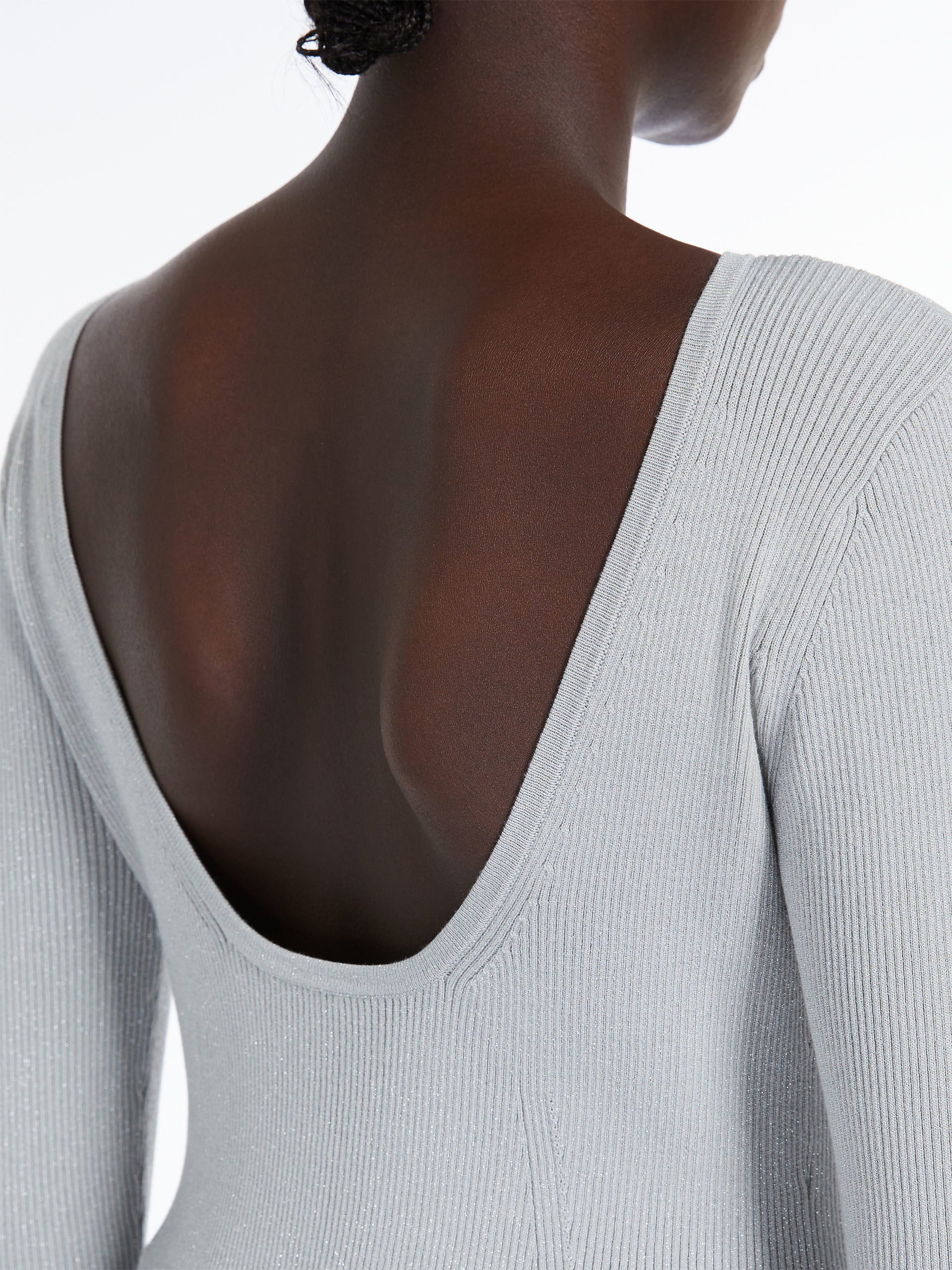 Max Mara Long-sleeved Rib Sweater In White