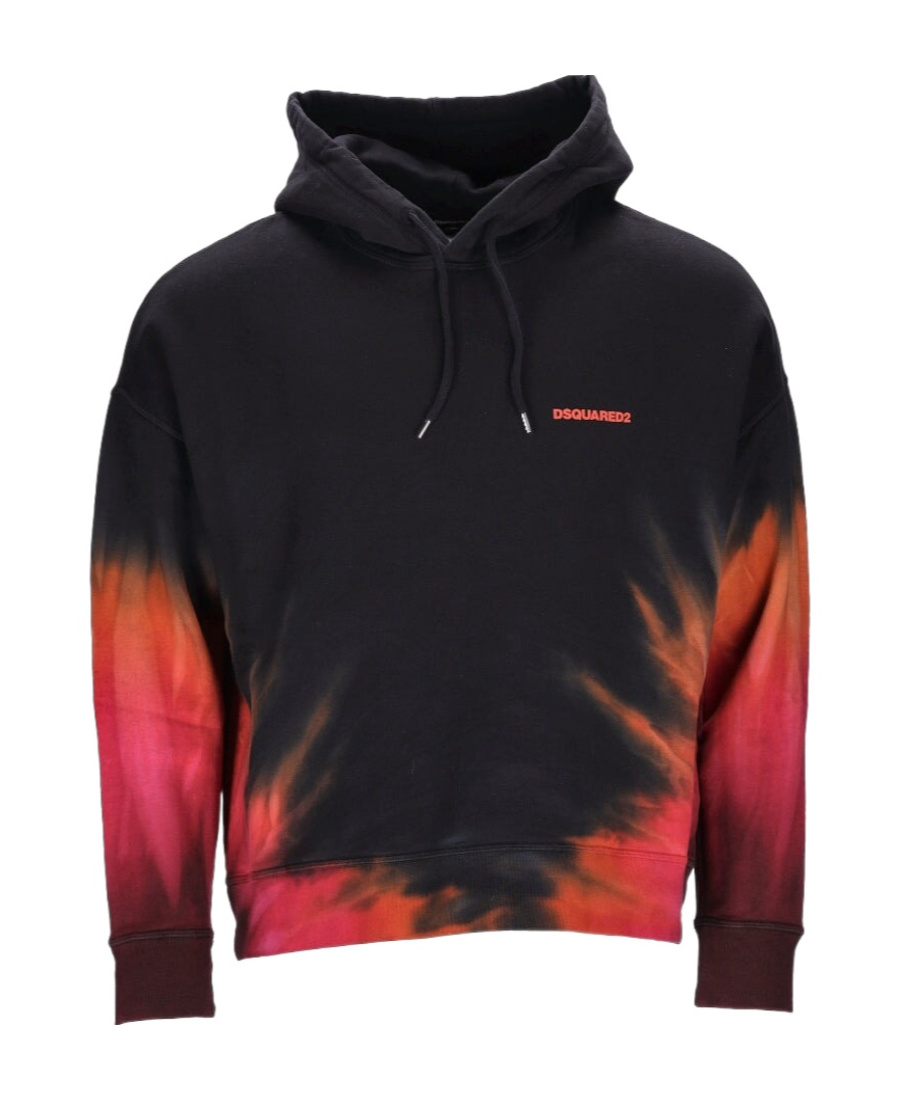 Shop Dsquared2 Tie-dye Long-sleeve Hoodie In Black