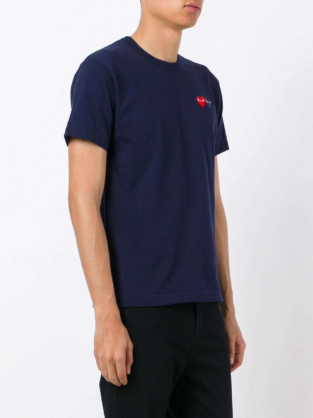 Comme Des Garçons Play Double Heart Patch Cotton Jersey T-shirt In Black