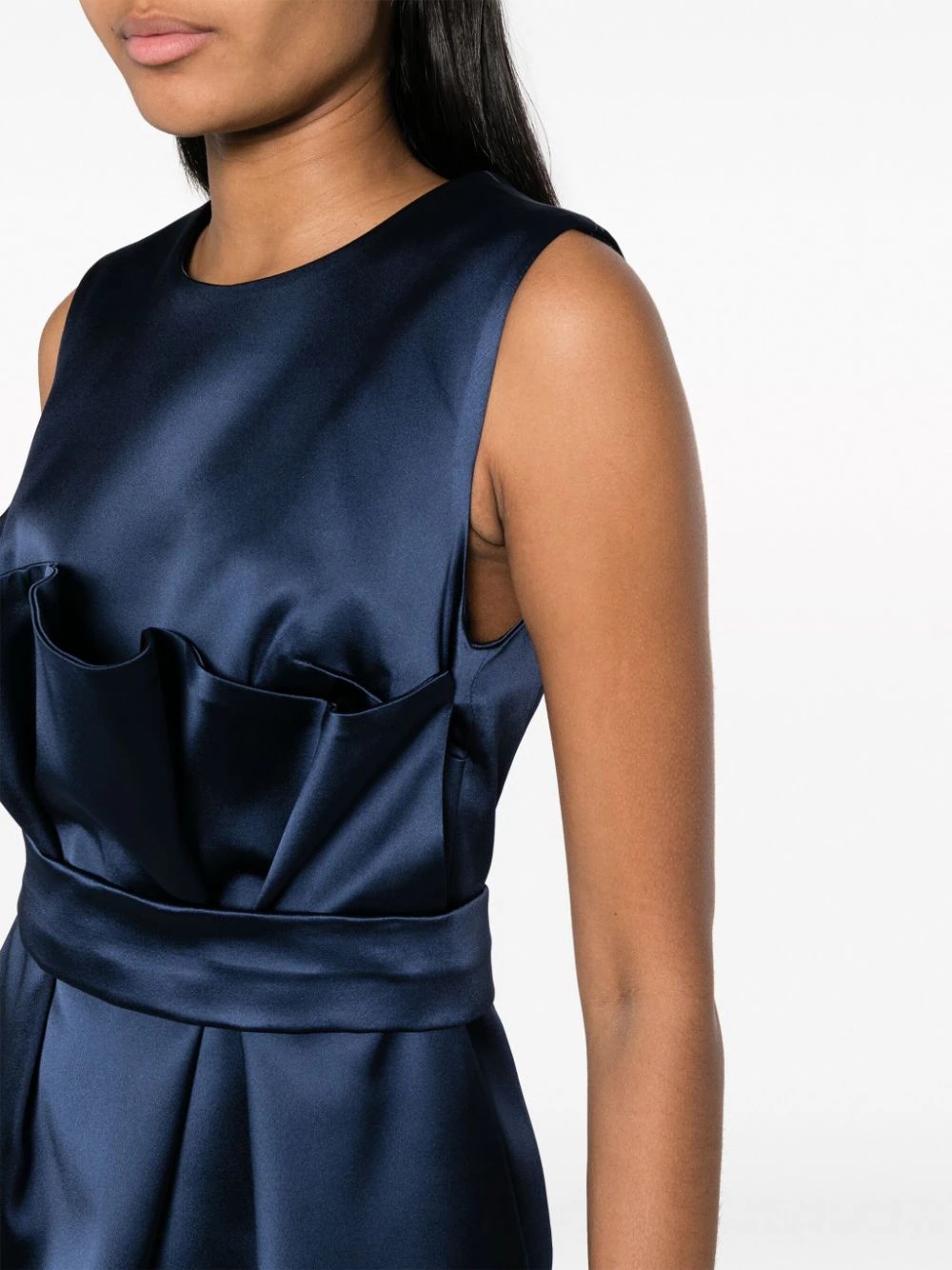 P.a.r.o.s.h Satin Belted Sleveless Minidress In Blue