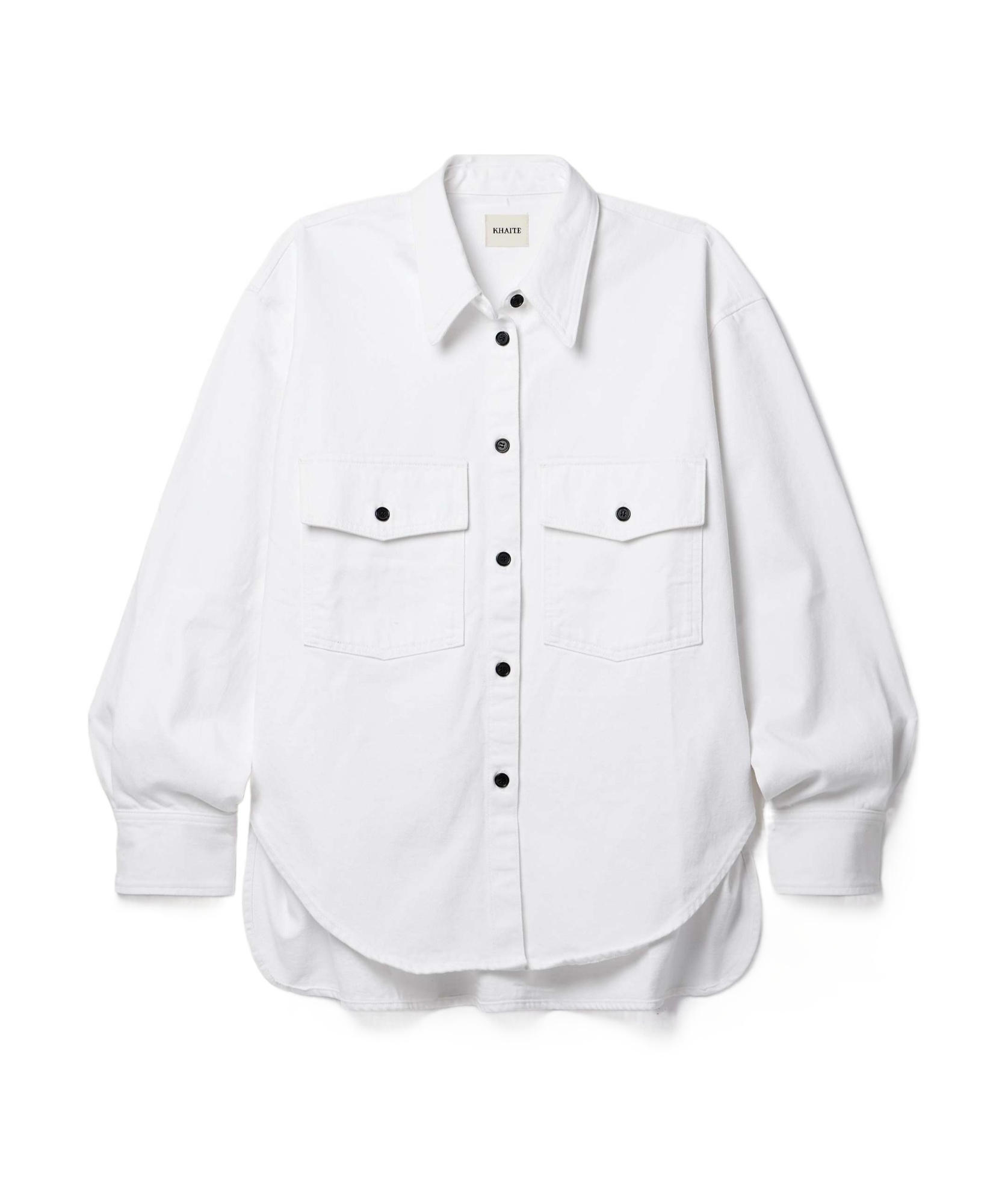 Khaite Long-sleeved Denim Shirt In White