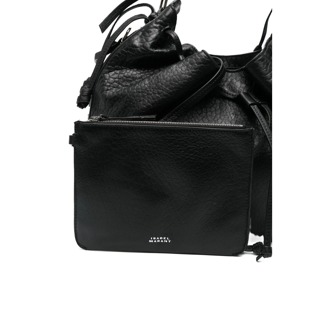 Isabel Marant Bolton Drawstring Leather Shoulder Bag In Black