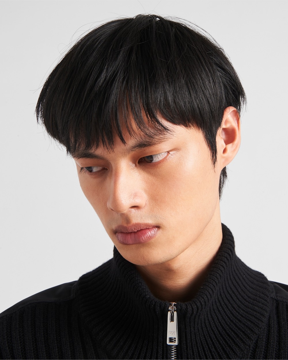 Prada Wool And Cashmere Cardigan With Re-nylon Details In Black
