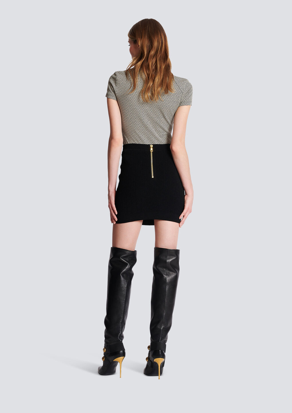 Shop Balmain Knit Skirt With Buttons In Black