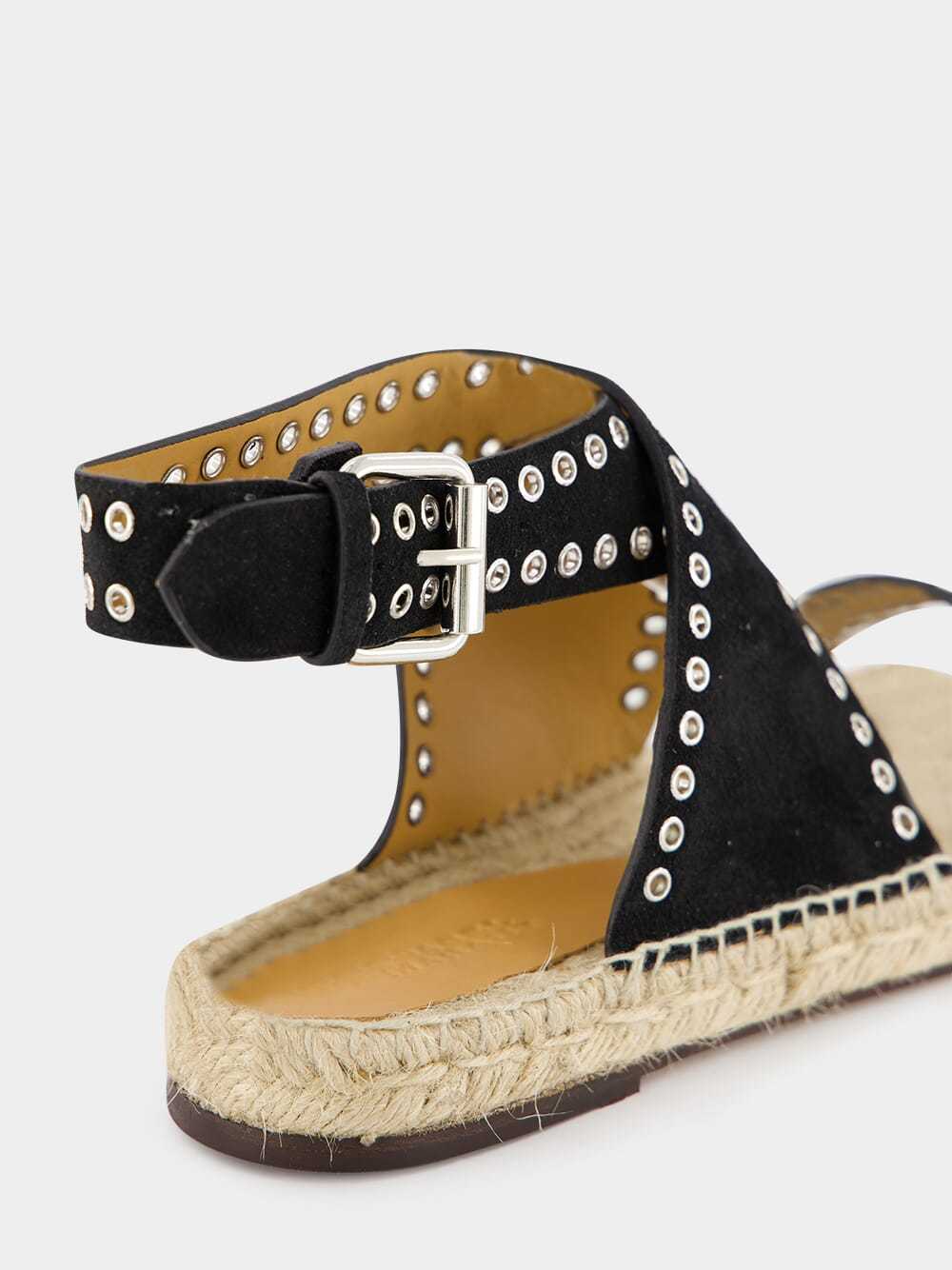 Isabel Marant Illya Eyelet-detailing Suede Espadrilles In Black