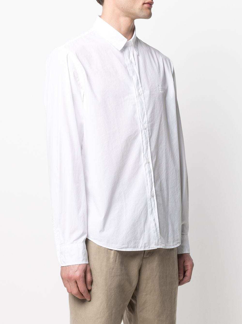 Kenzo Tiger Embroidered Button-front Shirt In White