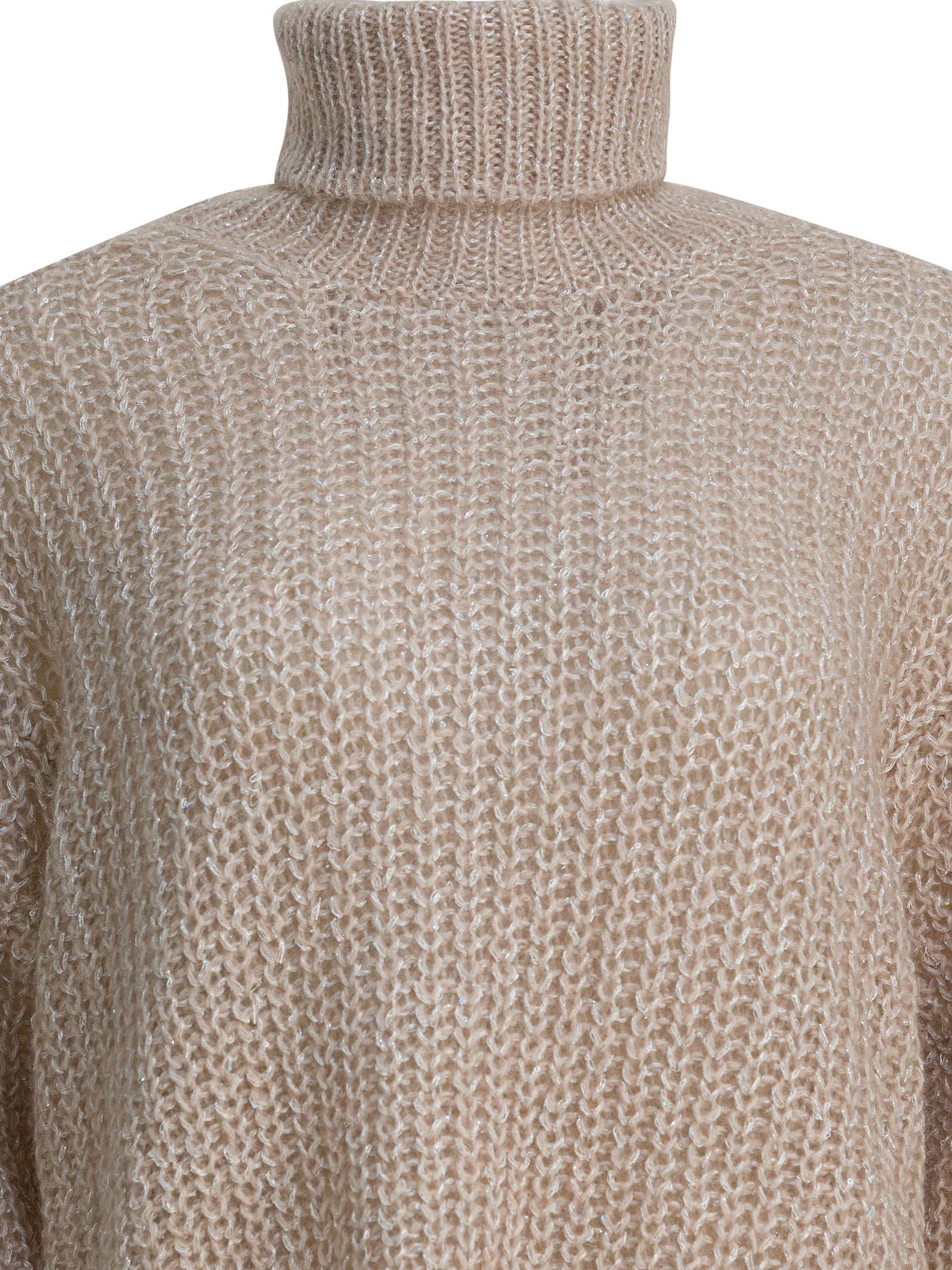 Herno Chunky Knit Turtleneck Sweater With Ribbed Cuffs And Hem In Brown