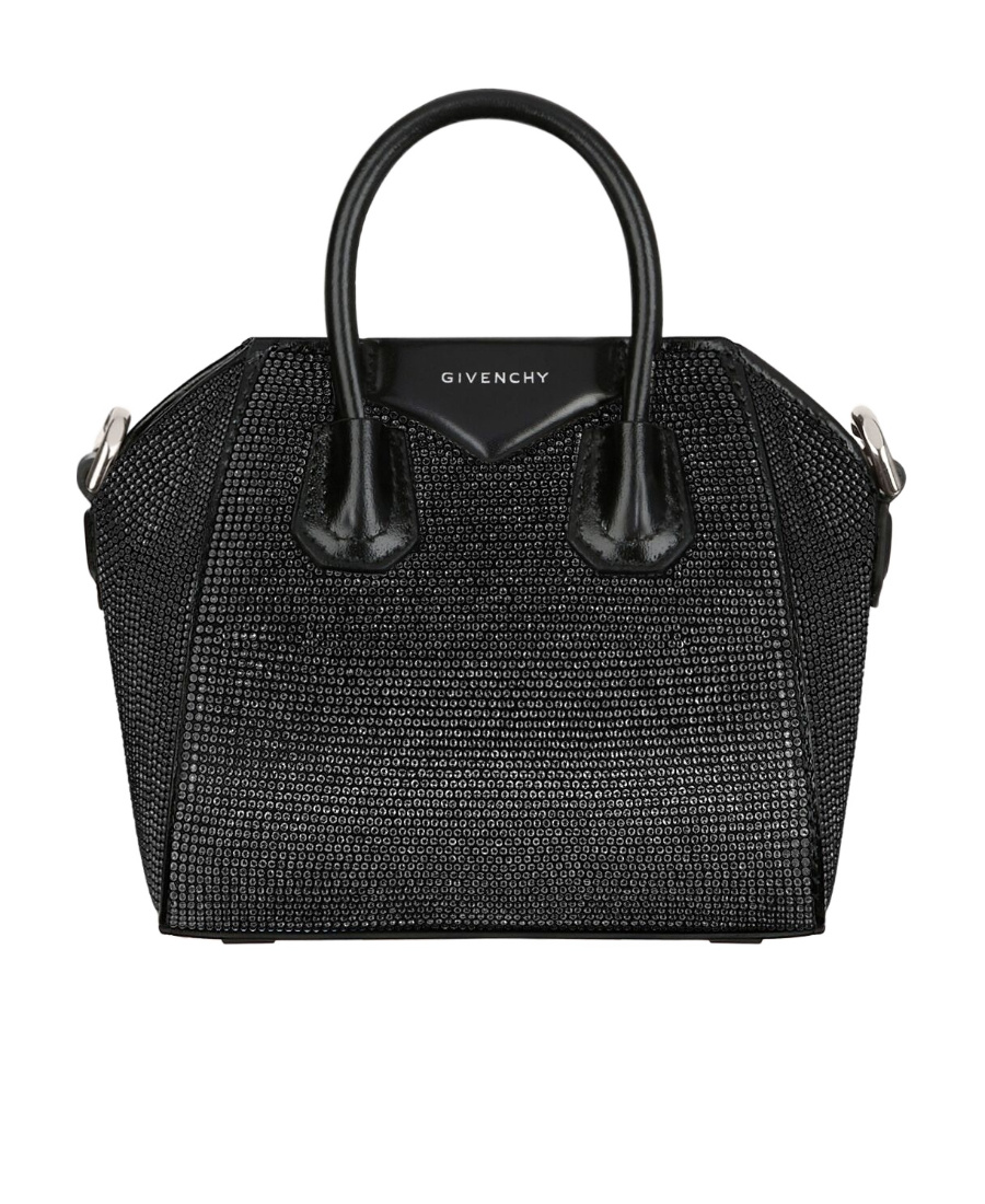 Givenchy Antigona Micro Black Bag With Rhinestones In Black
