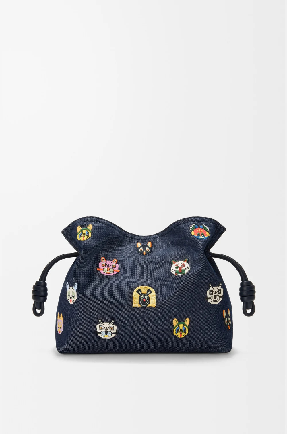 Loewe Logo Detail Embroidered Clutch Bag In Blue