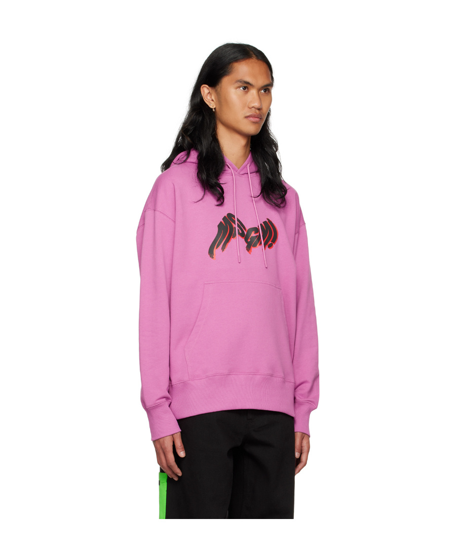 Msgm Purple Bonded Hoodie In Pink