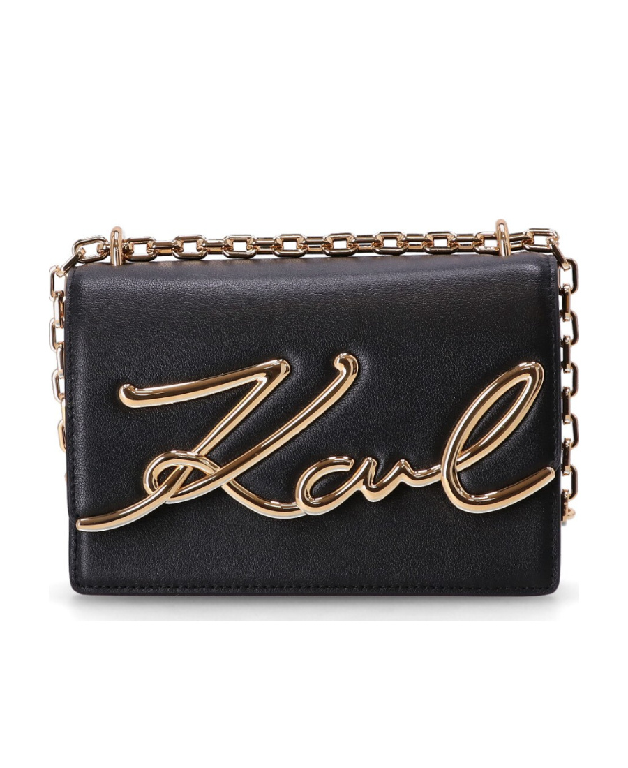 Karl Lagerfeld Karl-signature Leather Bag In Black