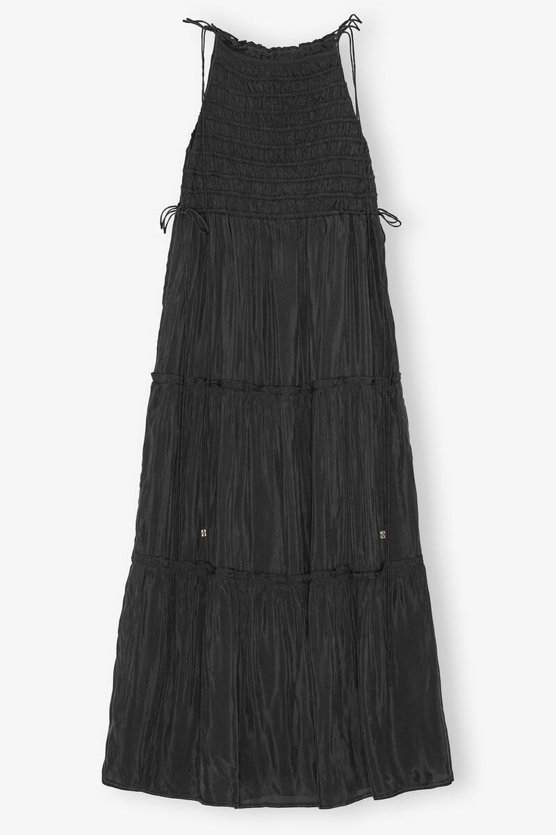Ganni Gesmoktes Maxikleid Mit Schleifenverschluss In Black