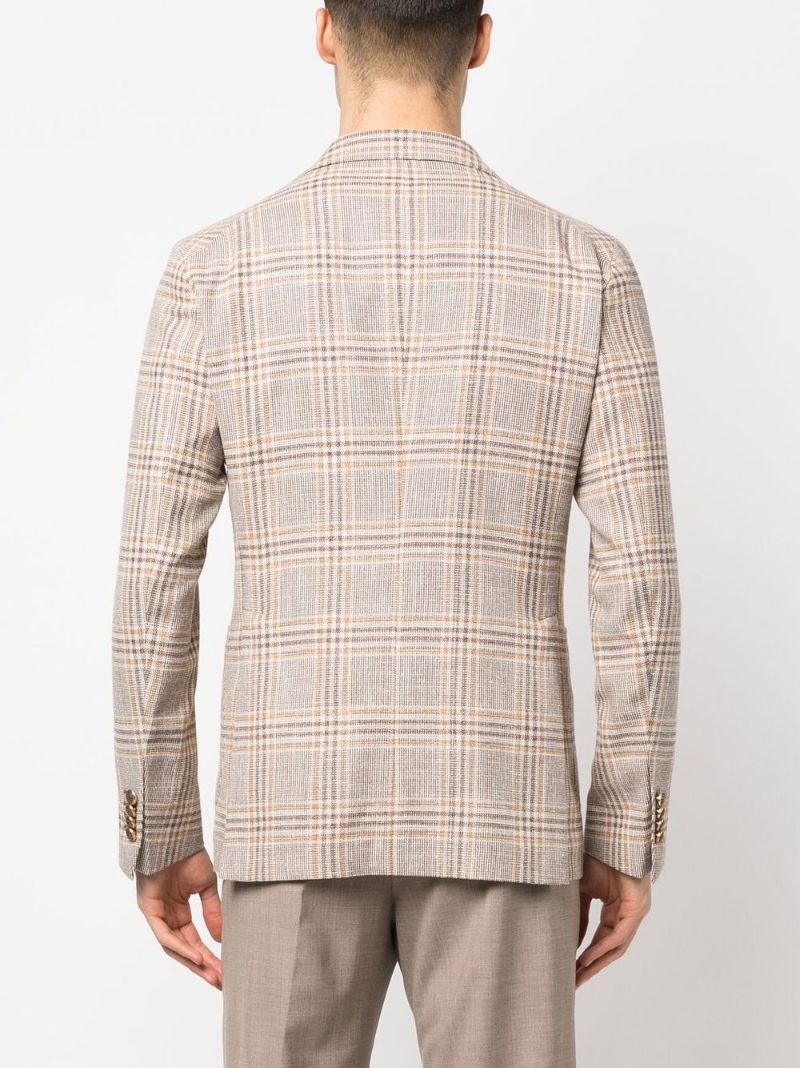 TAGLIATORE PLAID-CHECK SINGLE-BREASTED BLAZER