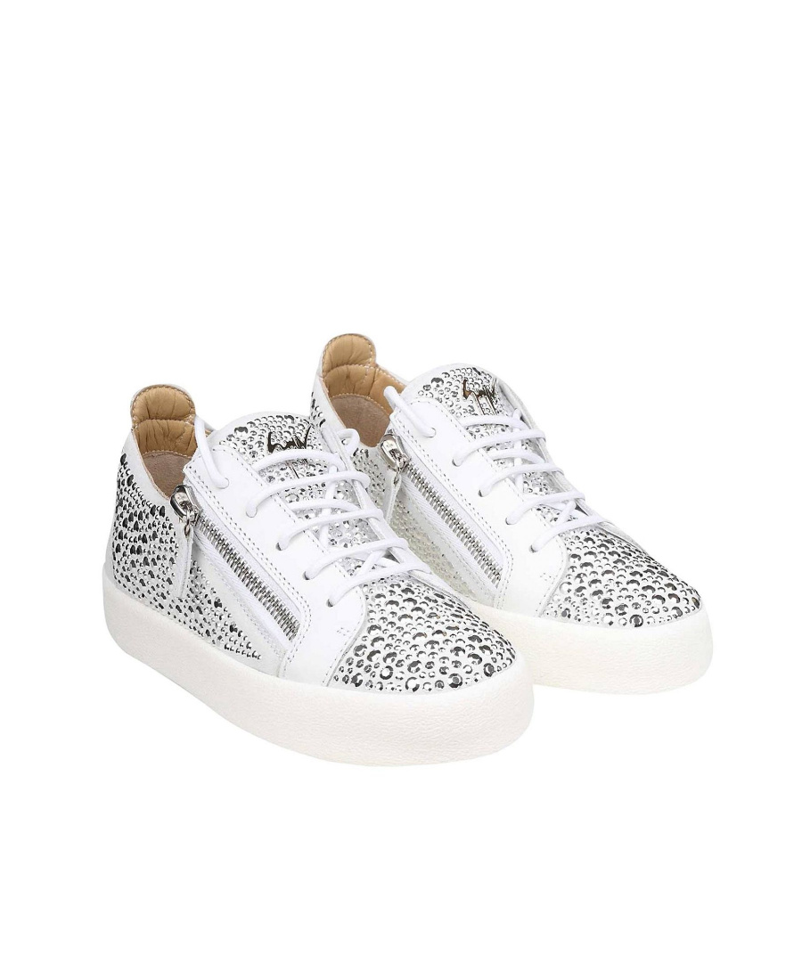 Giuseppe Zanotti Sticking Drill Lace Up Casual Sports Shoes In White