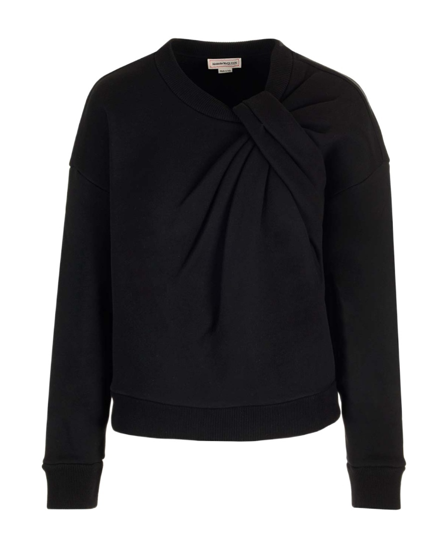 Alexander Mcqueen Knot-embellished Cotton Sweatshirt In Black