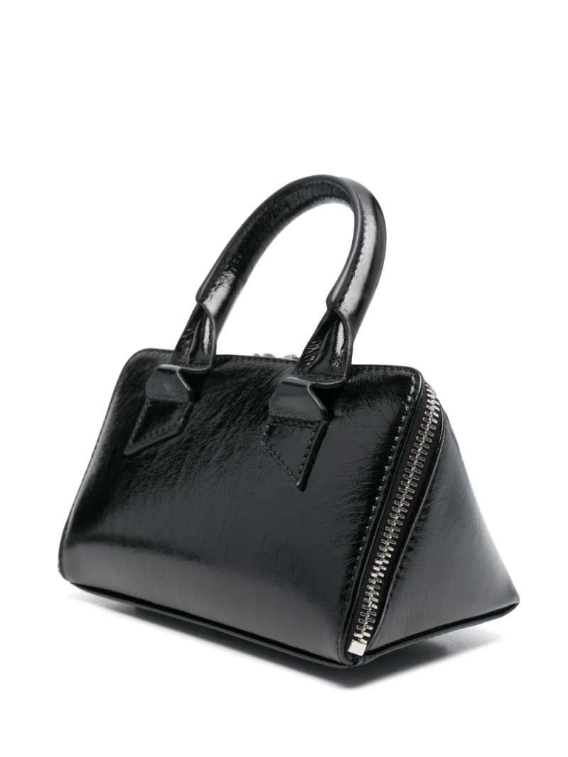 Attico Mini Bow Detail Top Handle Bag In Black