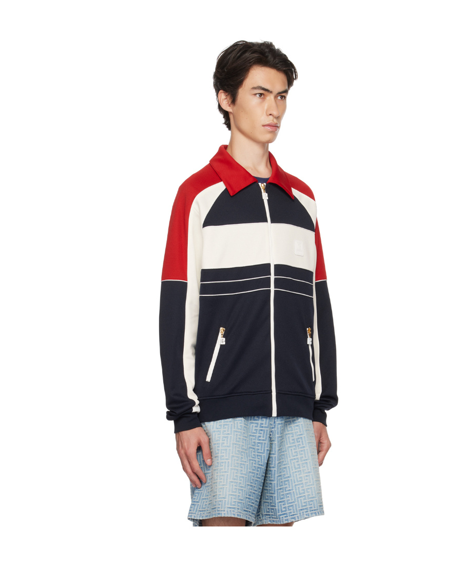 Balmain Spliced Zipper Casual Jacket In Black