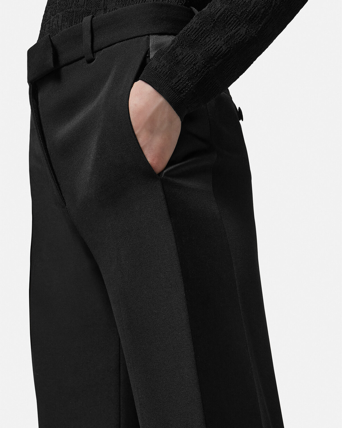 Versace Straight-leg Virgin Wool Trousers In Black