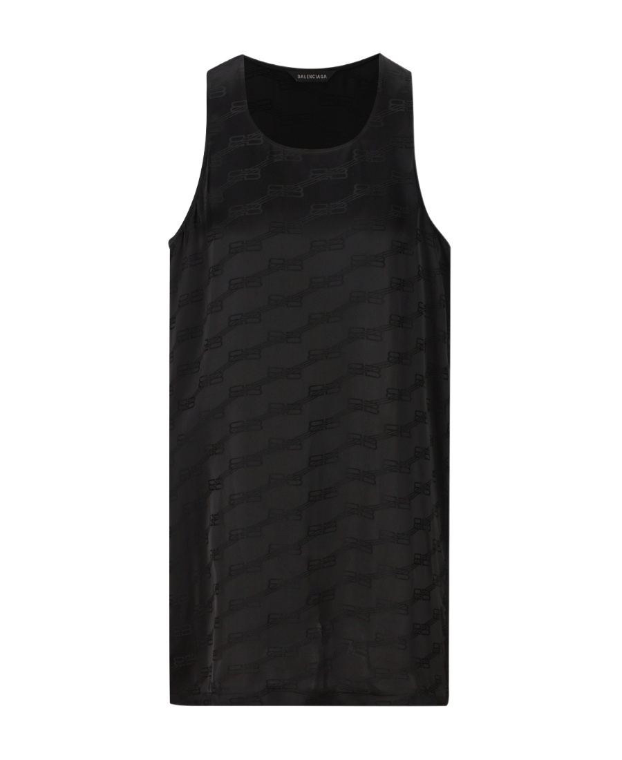 Balenciaga Abito Stile Canotta Bb Monogram Da Donna In Nero In Black