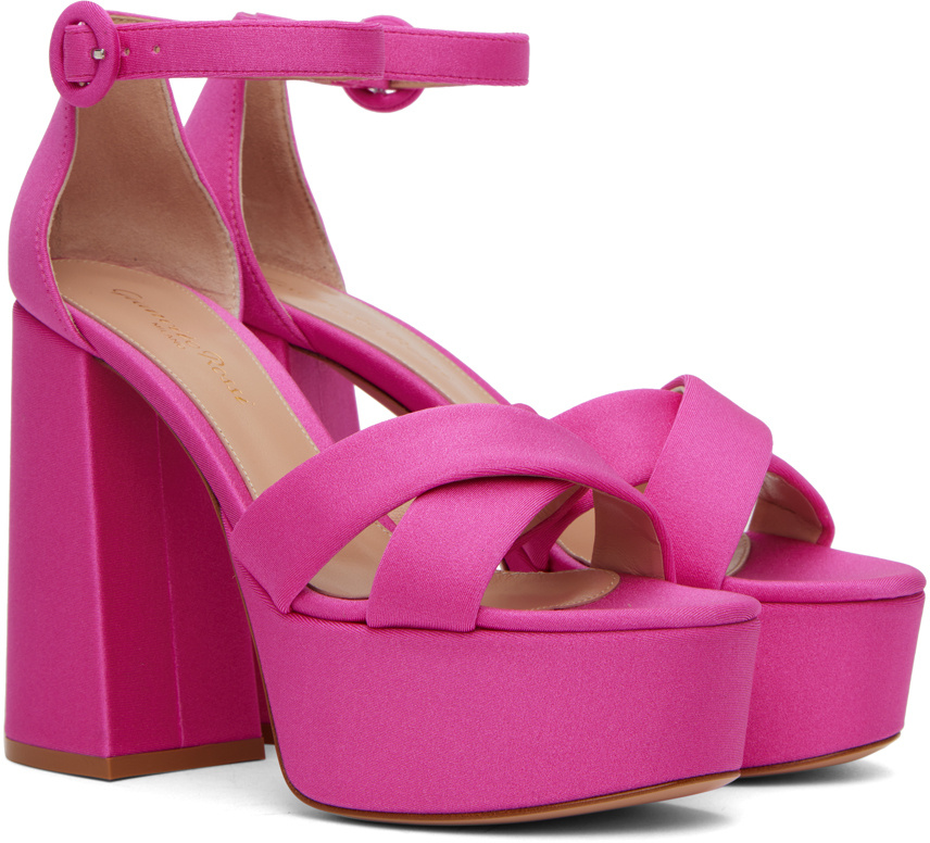 Gianvito Rossi Woman Sandals Fuchsia Size 7 Textile Fibers In Pink