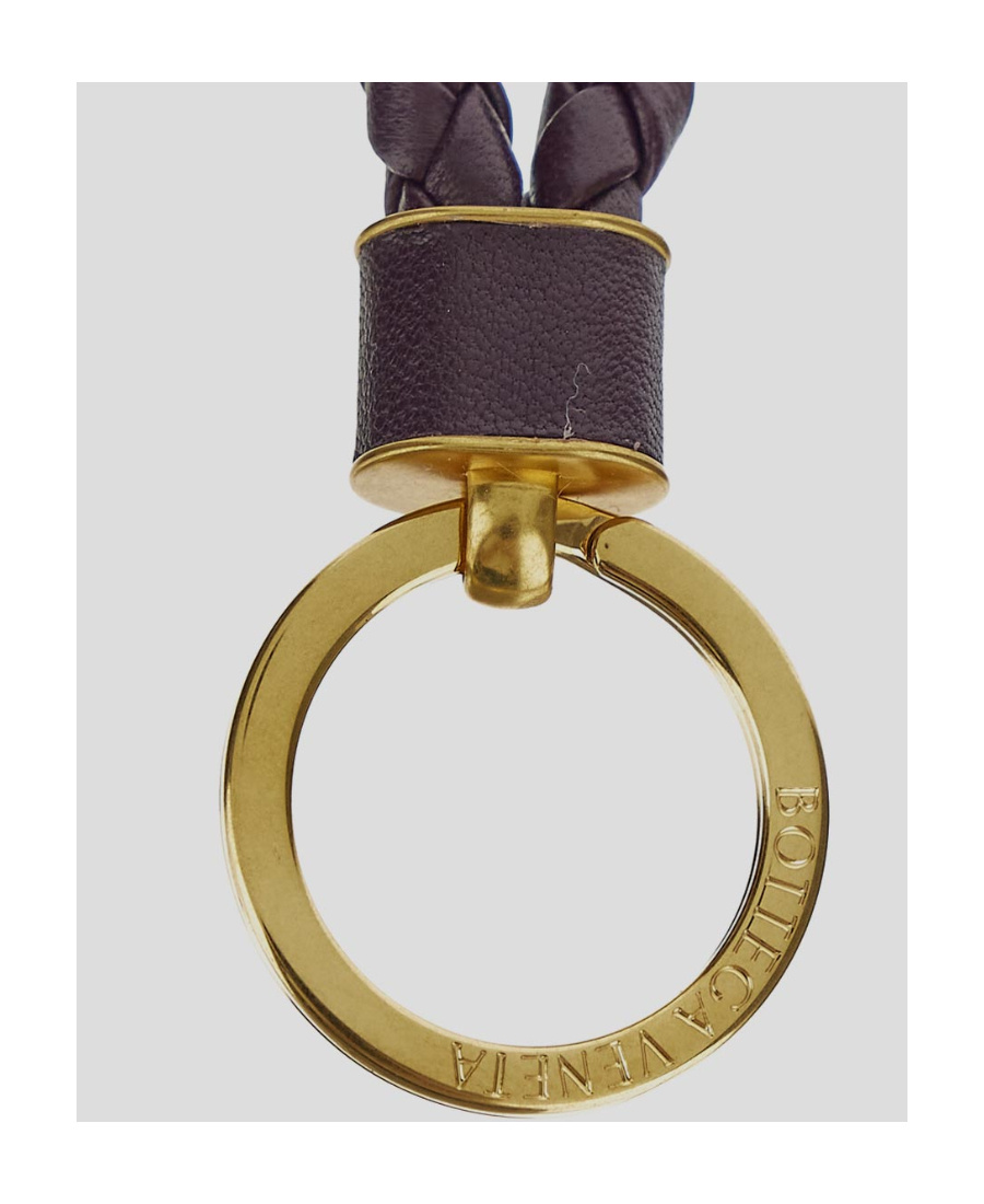 Bottega Veneta Intreccio Leather Keyring In Black