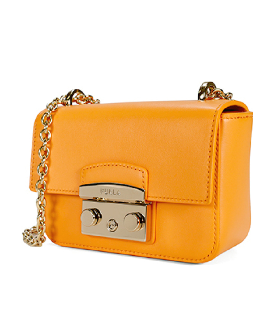 Shop Furla Debossed-logo Crossbody Bag In Yellow