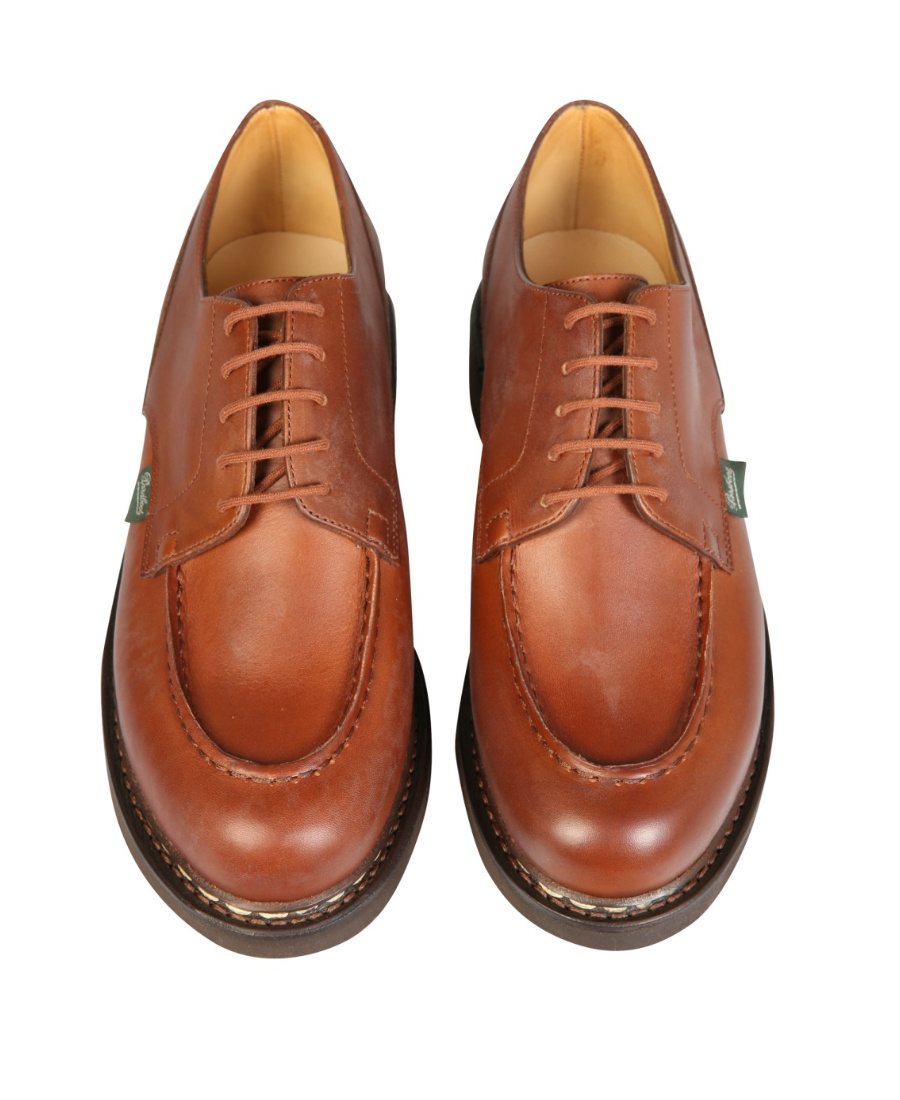 Paraboot Exposed-stitched Leather Shoes In Brown