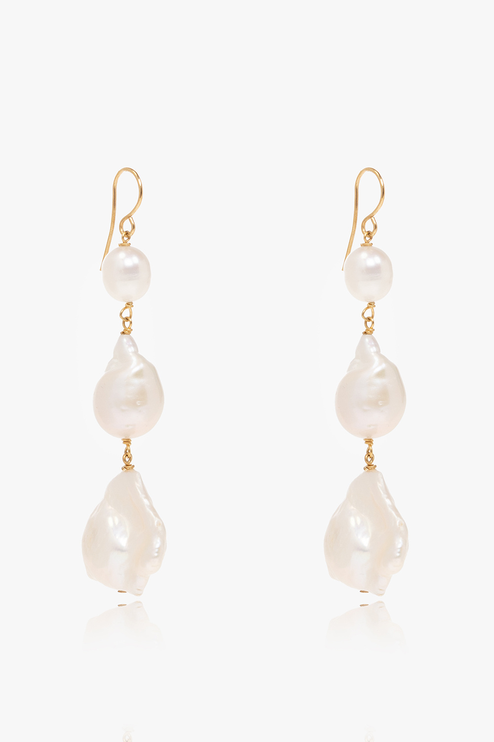 Jil Sander Pearl Drop Earrings In White