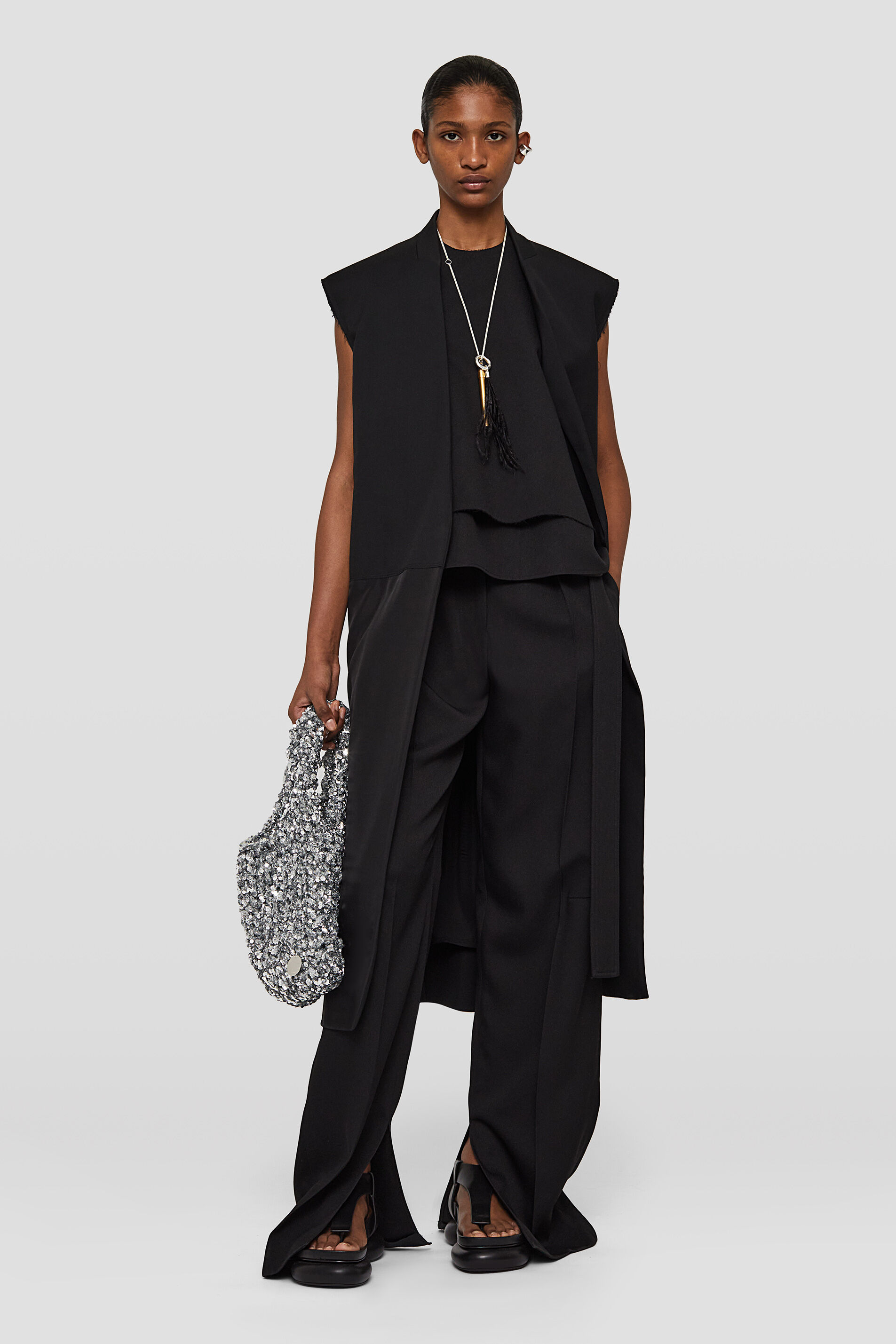 Jil Sander Single-breasted Tailored Vest In Black