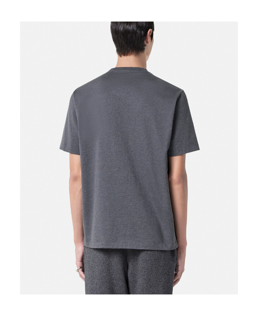 Versace Logo-print Cotton T-shirt In Gray