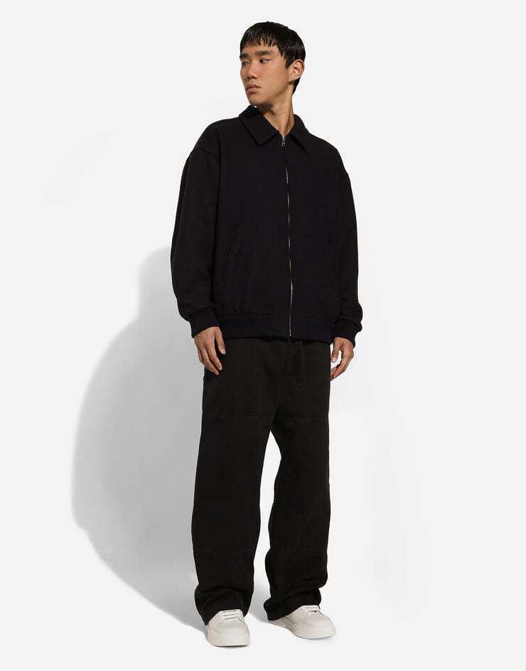 Dolce & Gabbana Logo-plaque Zip-up Bomber Jacket In Black