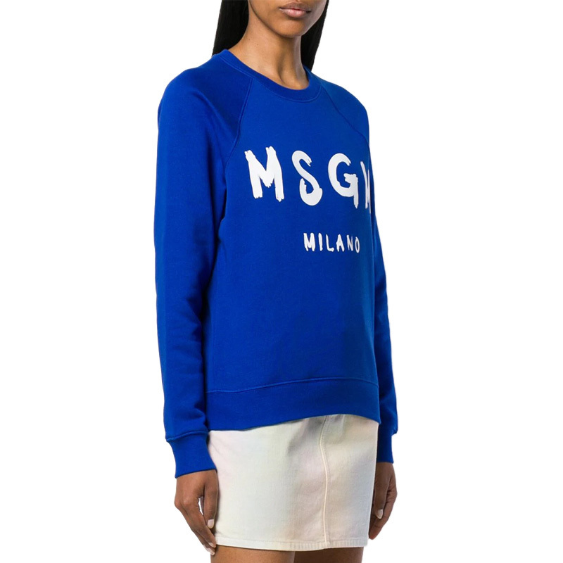 Msgm Printed Logo Sweater In Blue