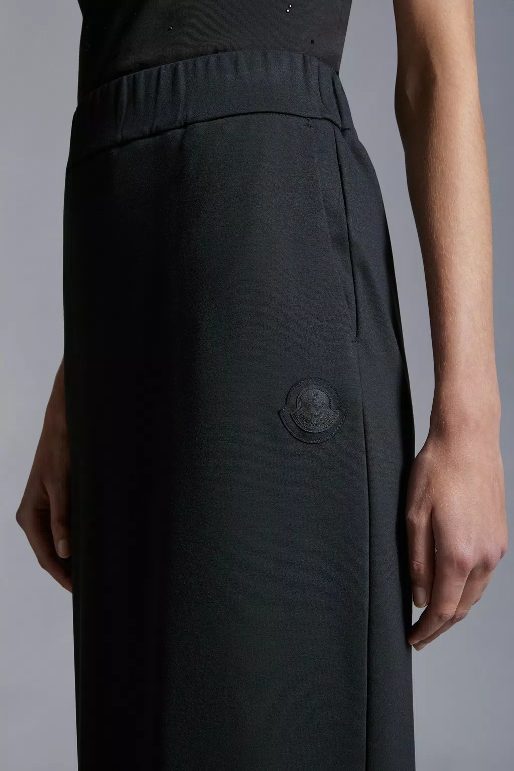 Shop Moncler Midi Skirt In Gray