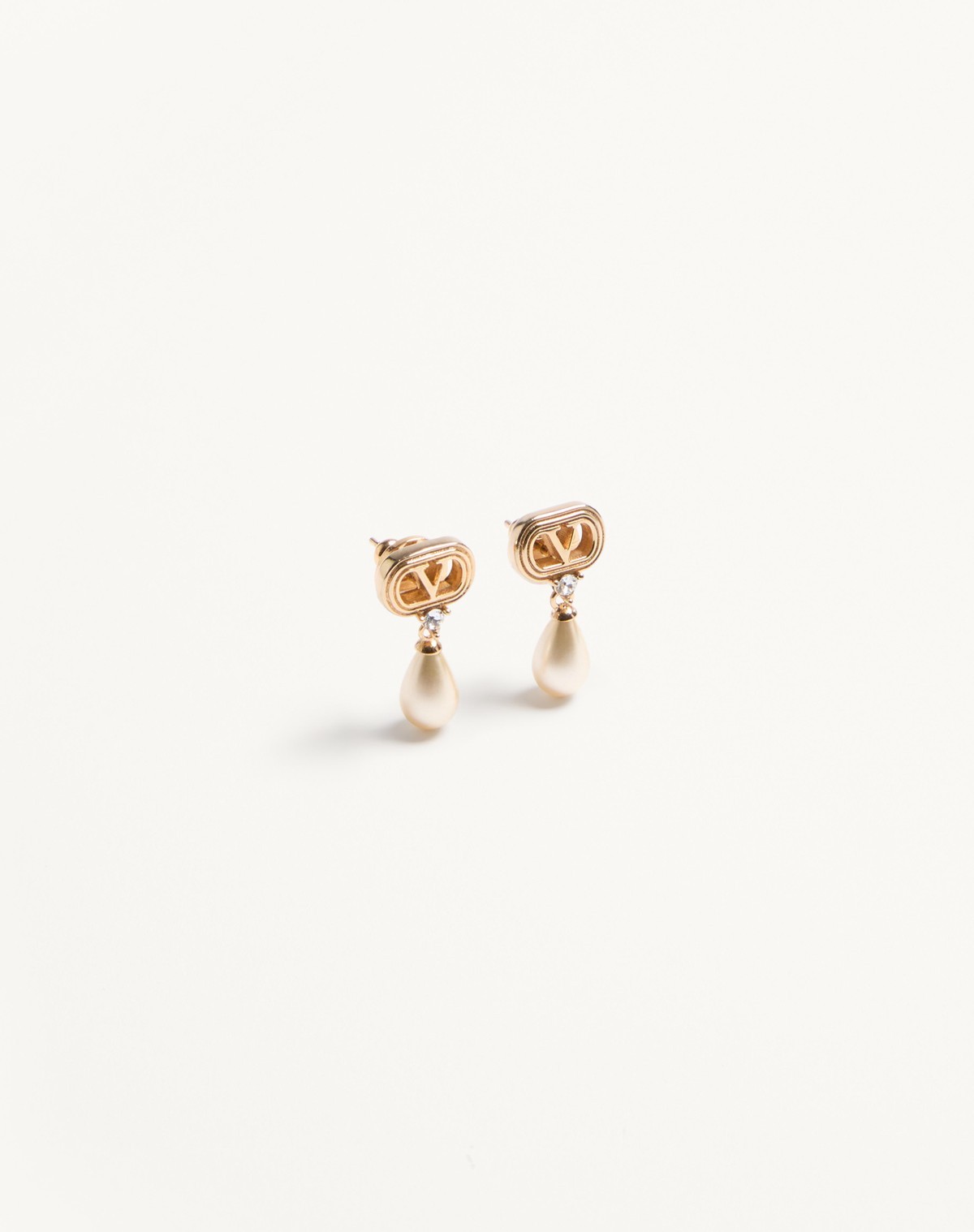 Valentino Swarovski Crystal-embellished Ovalette Logo Earrings In Gold
