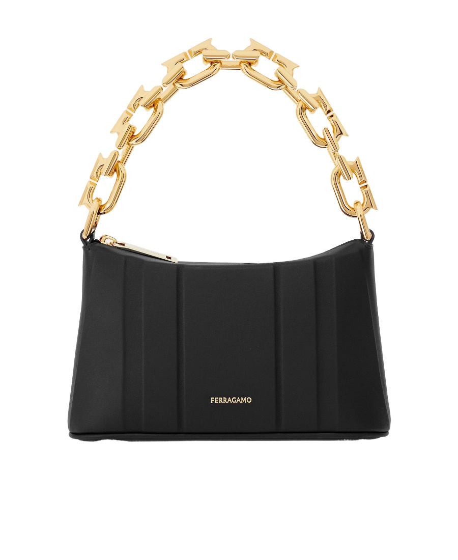 Ferragamo Gancini Chain Mini Bag In Black
