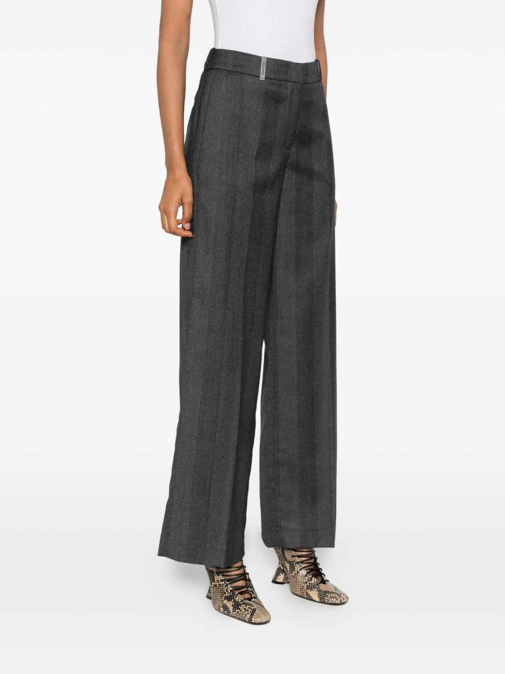Peserico Herringbone Trousers In Animal Print