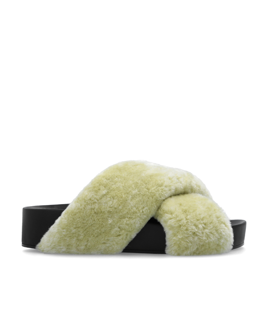 Jil Sander Shearling Cross-over Sandals In Nude