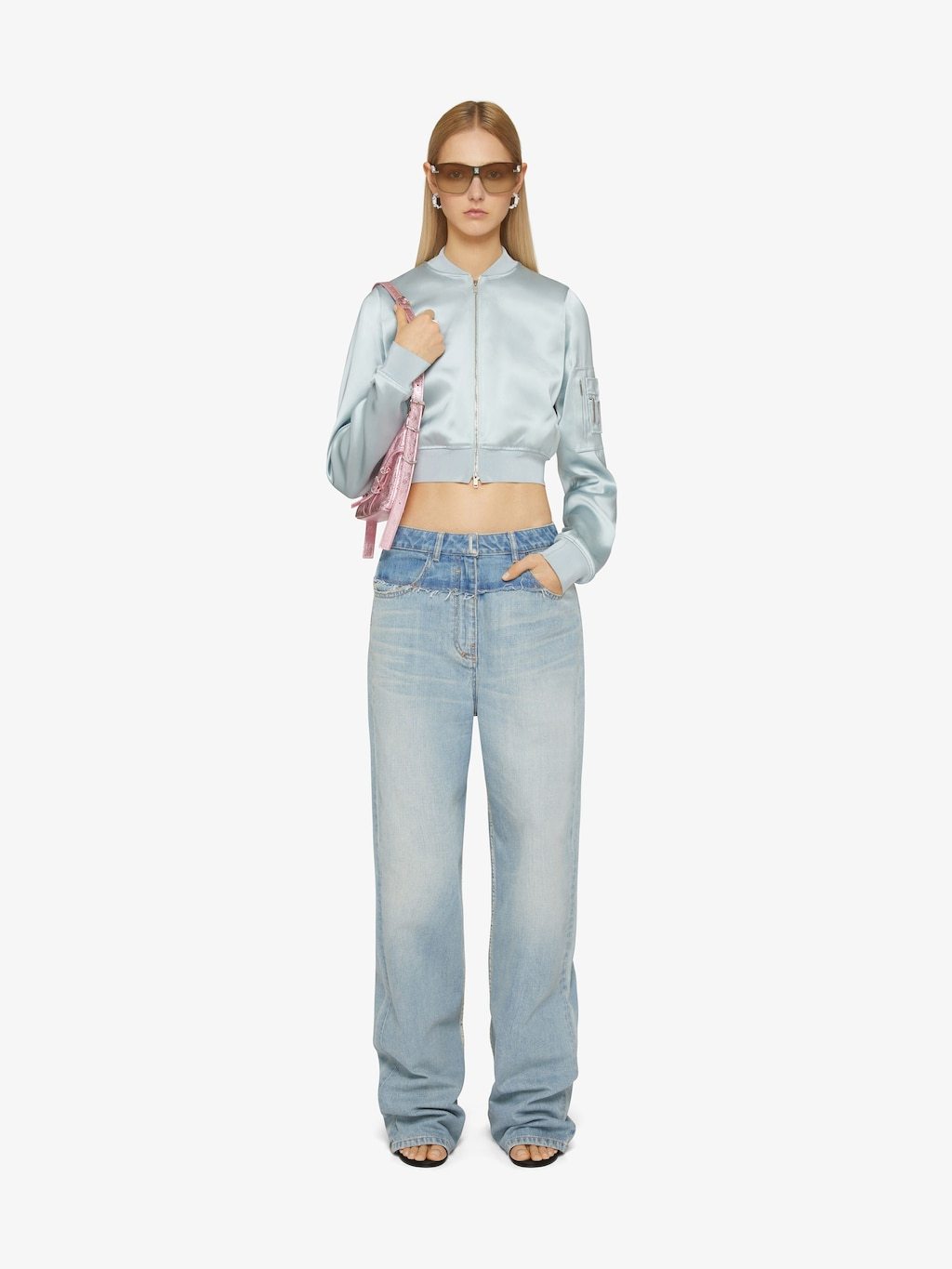 Givenchy Mixed Denim Oversized Jeans In Gray