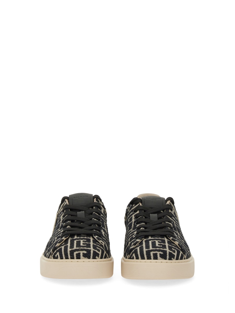 Balmain B-court Monogram Sneakers In Brown