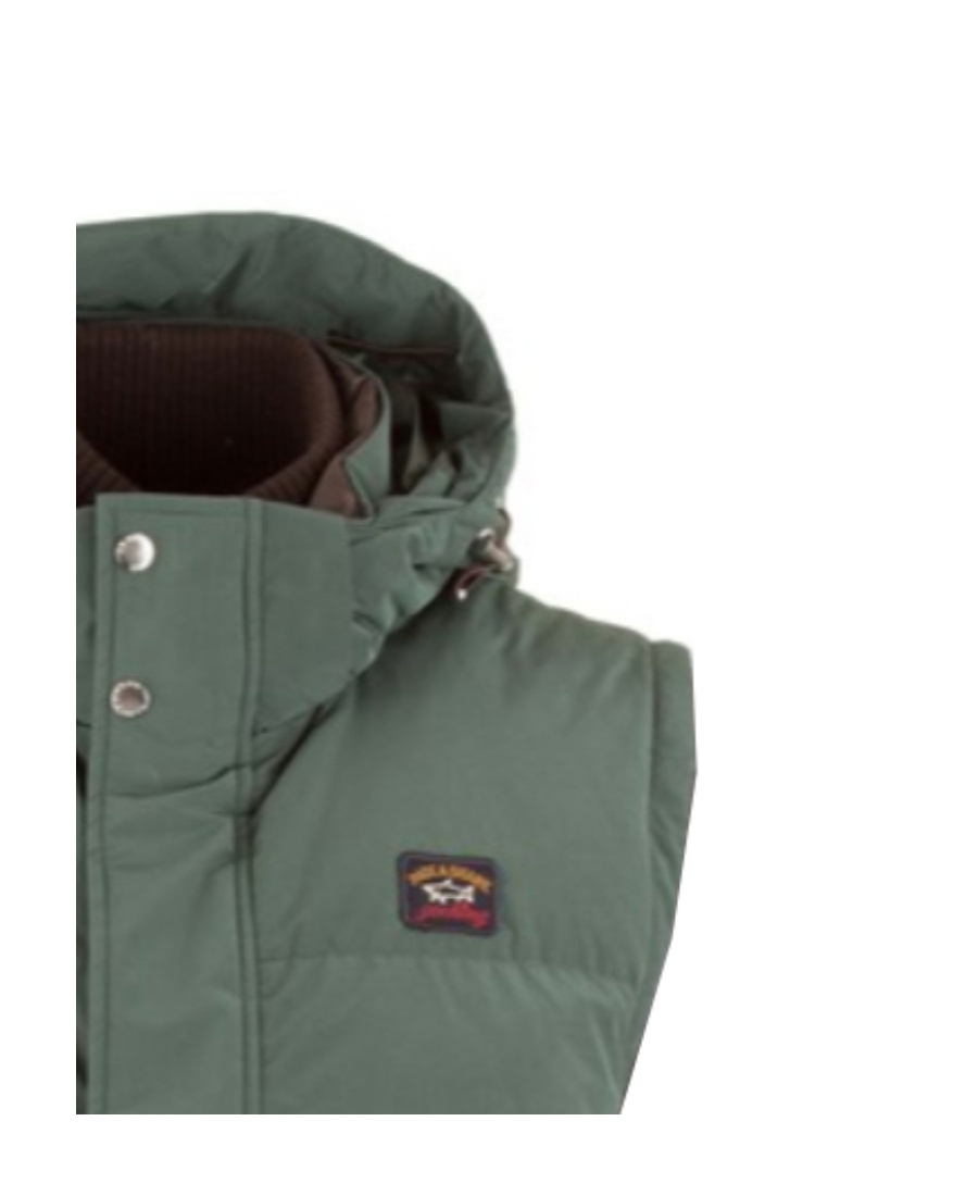 Paul & Shark Logo Patch Hooded Down Jacket In Gray