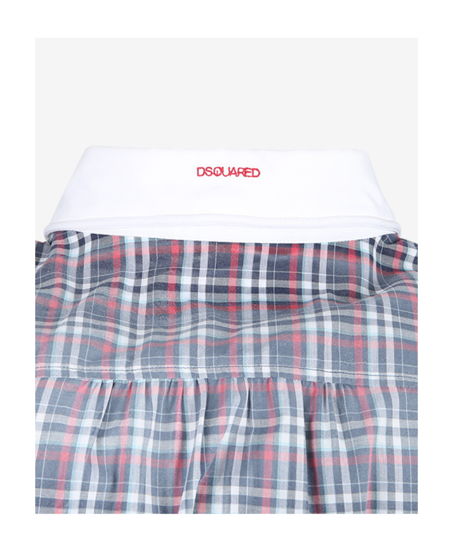 Dsquared2 Checkered Splicing Design Shirt In Gray