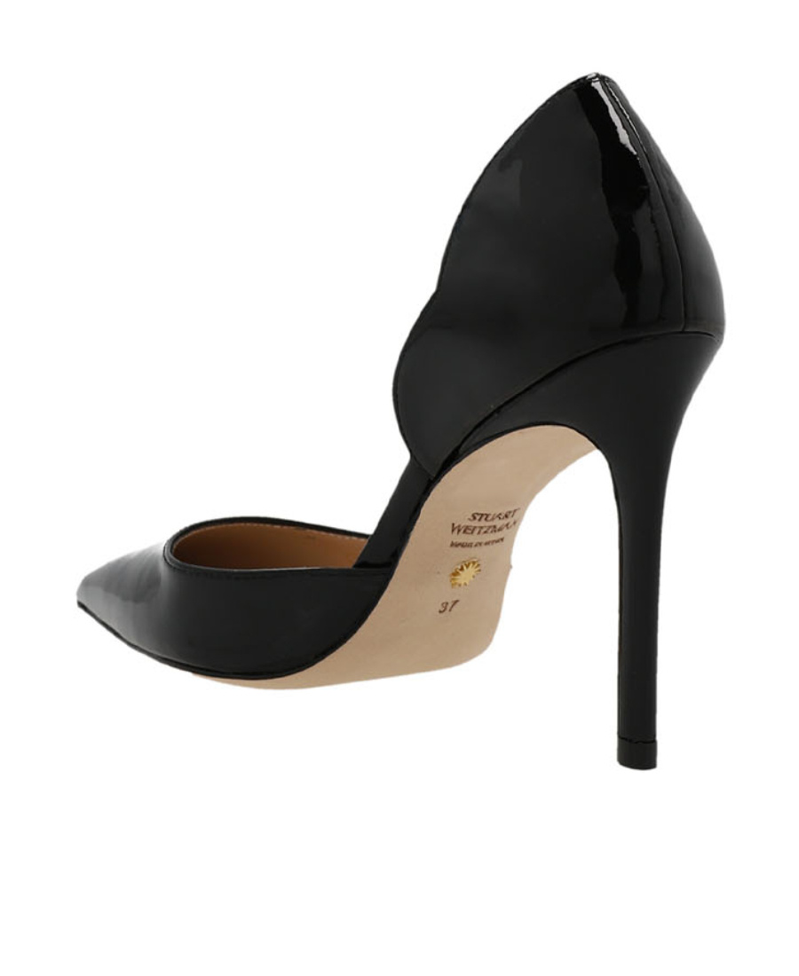 Stuart Weitzman Logo Lacquered Leather High Heels In Black