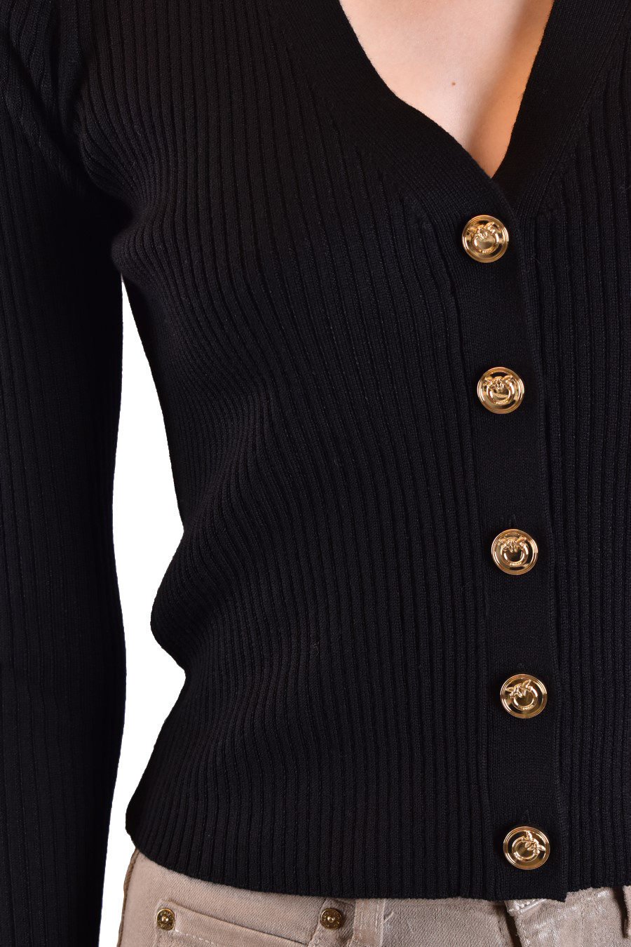 Pinko Black Long-sleeved Cardigan In Black