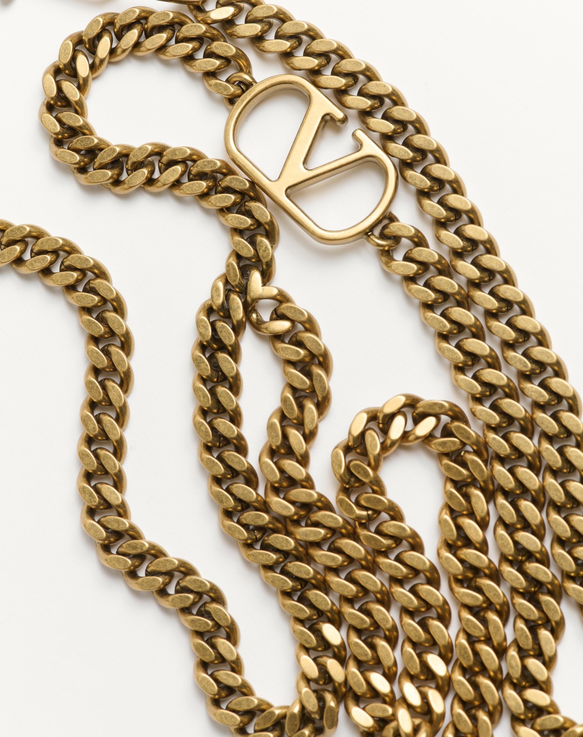 Valentino Garavani Vlogo Signature Chain Belt Woman Antique Gold S In Nude