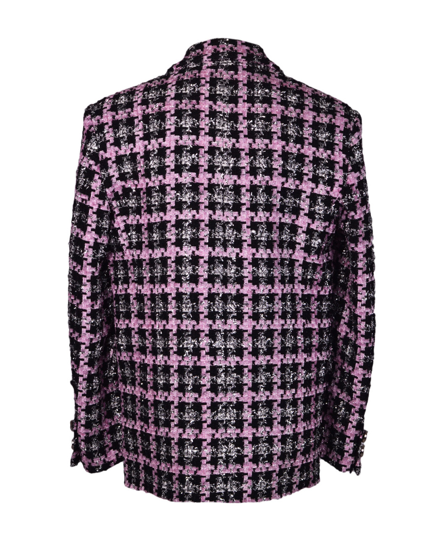 Msgm Single-breasted Tweed Blazer In Black