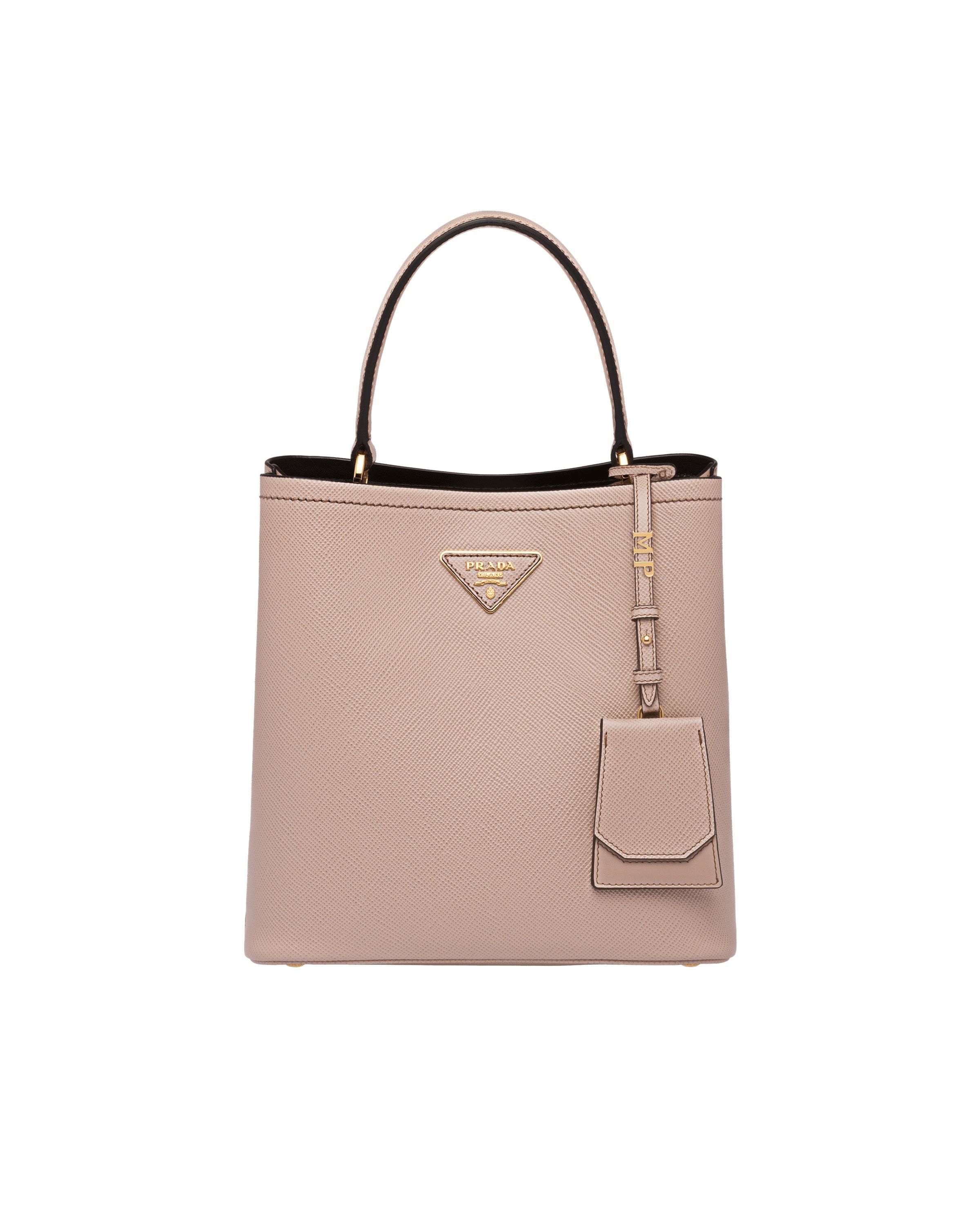 Prada Mini Panier Triangle-logo Bucket Bag In Nude