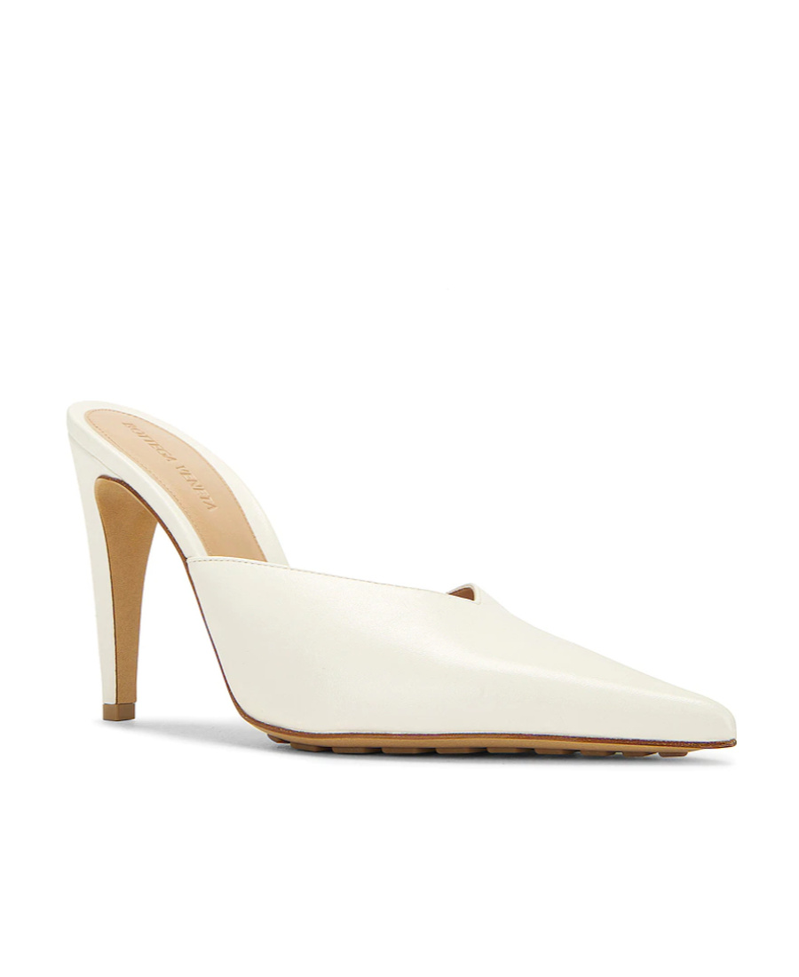 Bottega Veneta Punta Leather Mules In White