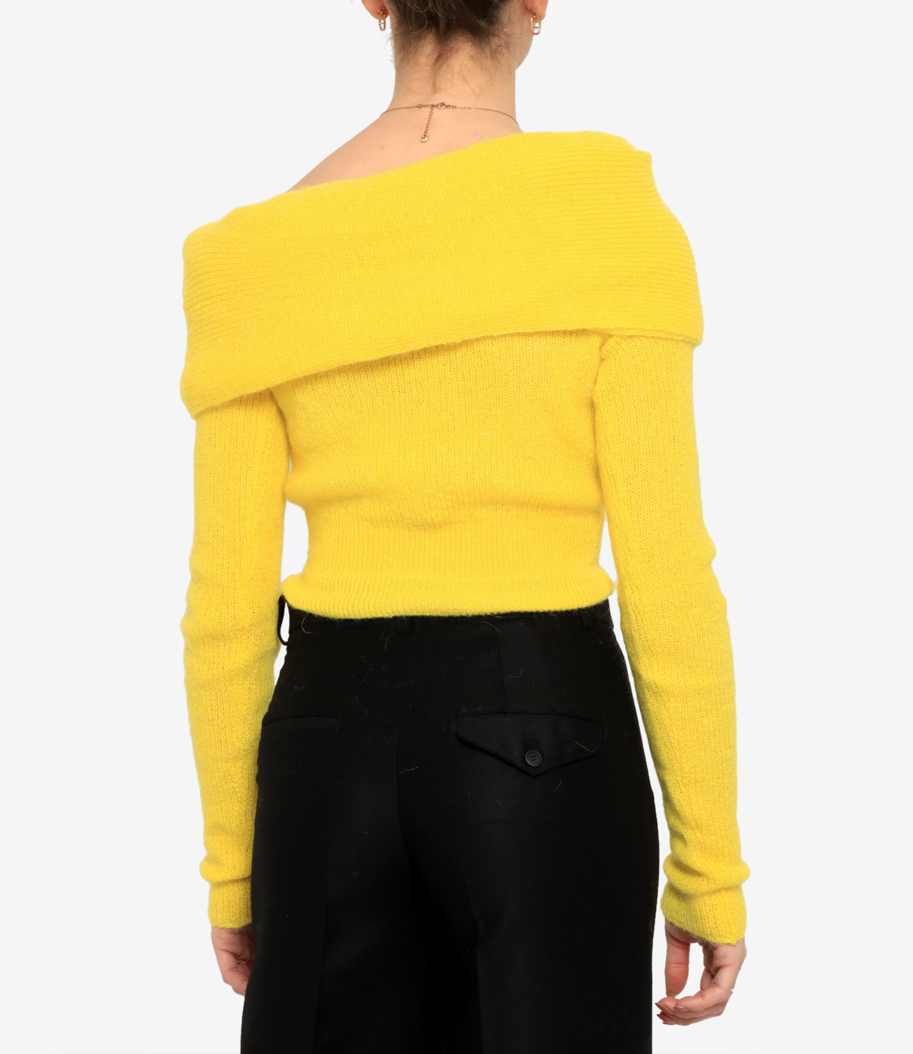 Philosophy Di Lorenzo Serafini Off-the-shoulder Knitted Jumper In Yellow