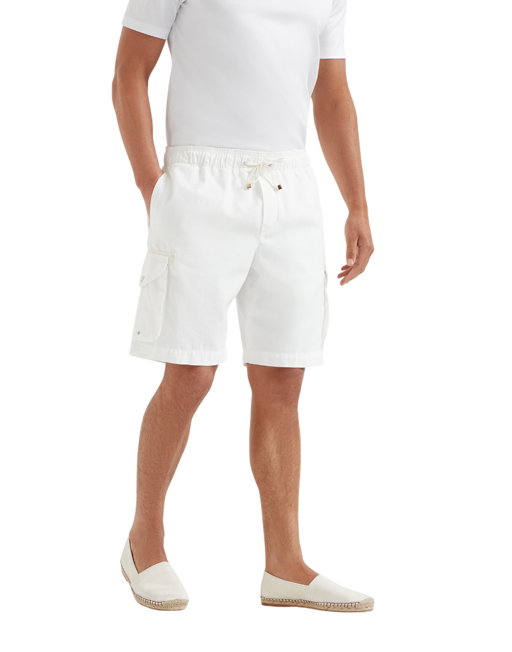 Brunello Cucinelli Bermuda Shorts With Cargo Pockets In White