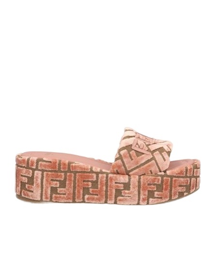 Fendi Sunshine Platform Wedge Slide Sandal In Pink